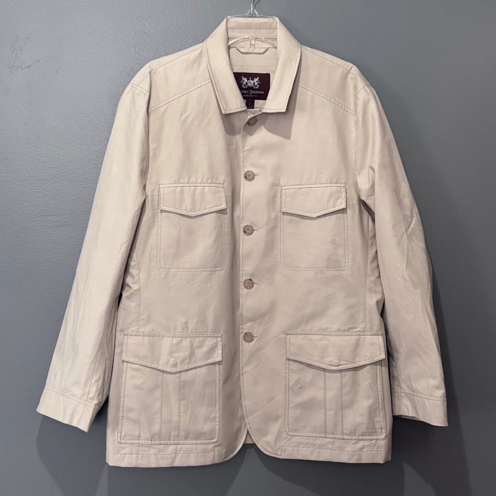 Hickey Freeman Field Jacket Mens L Beige Polyamide Classic Safari Luxury Utility